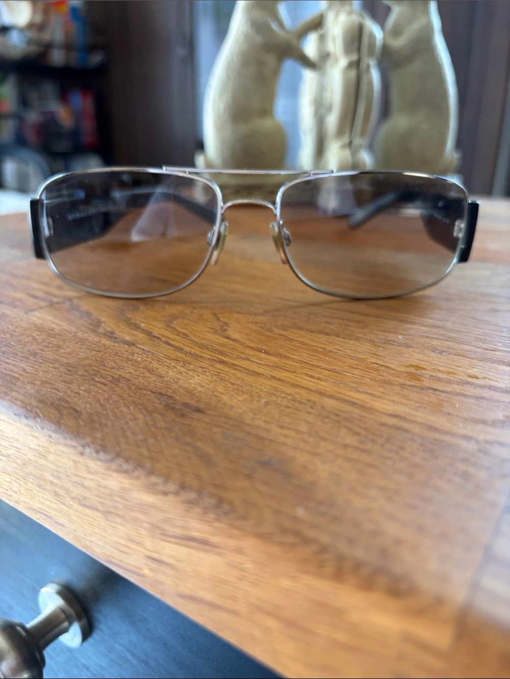 Burberry Black Frame Sunglasses with Gold Logo Accent